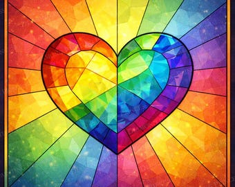 Diamond Painting Kit Rainbow Heart - Gebrandschilderd hart ambacht - Kleurrijke diamantkunst regenboog liefde