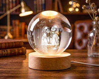 Luminária de cristal personalizada com foto da melhor amiga, presente de aniversário personalizado para a melhor amiga, lembrança de amizade, presente para celebrar uma data especial.