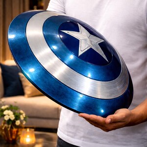 Captain America Shield – Marvel Inspired Superhero Shield, Metal Cosplay Shield, Avengers Prop Replica for Costume, Display and Collection. image 3