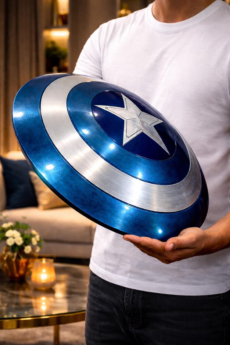 Captain America Shield – Marvel Inspired Superhero Shield, Metal Cosplay Shield, Avengers Prop Replica for Costume, Display and Collection. image 3