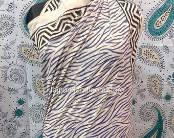 Hand Block Printed Cotton Scarf, Indian Artisan Sarong, Floral Pareo