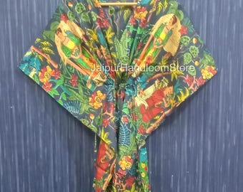 New Hand Block Print Cotton Caftan: Maxi Dress Kaftan