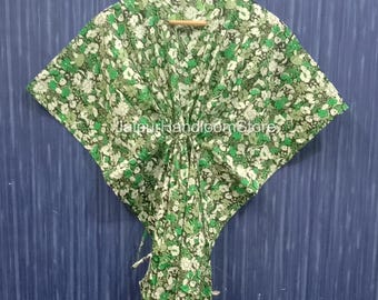 Organic Cotton Floral Printed Caftan Robe ! Boho Kaftan Maxi Gown, Handmade Long Maternity Dress