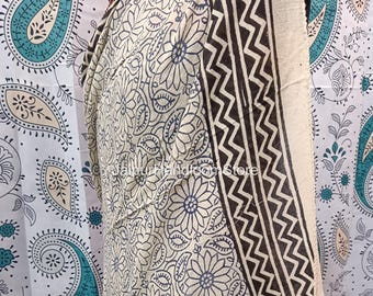 Handblock Floral Cotton Sarong – Boho Beach Cover Up, Vintage Style