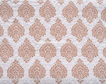 Hand Block Print Kantha Quilt: Reversible Cotton Bedding Throw
