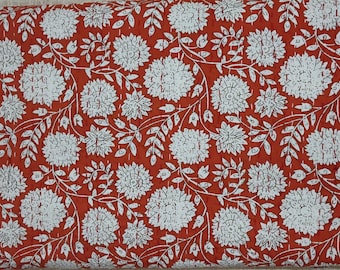 Handmade Kantha Quilt – Indian Cotton Hand Block Floral Print King Size Bedspread