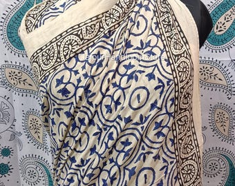 Hand Block Print Cotton Sarong – Indian Beach Wrap, Boho Summer Pareo Cover Up