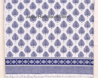 Hand Stitched Blue Floral Kantha Quilt, Reversible Indian Cotton Bedding