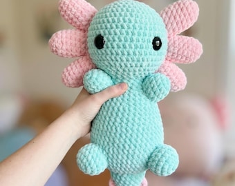 Baby Axolotl Crochet Pattern, Crochet Fish Pattern, Chunky Amigurumi Axolotl, Cute Spring Small Beginner Crochet Projects Chenille Yarn