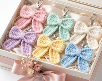 Crochet Bow Keychain Pattern PDF, Cute Coquette Bow Bag Charm, Easy Beginner Crochet Pattern, DIY Girly Accessory