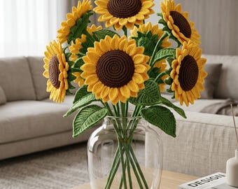 Big Sunflower Crochet Pattern PDF, Realistic Sunflower Bouquet, Video Tutorial, Instant Download