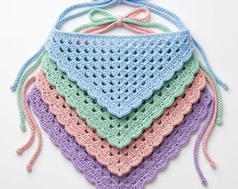 Boho Crochet Bandana Pattern PDF, Summer Festival Headscarf, Lightweight Hair Scarf