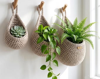 Crochet Wall Planter Pattern PDF, Hanging Plant Basket, Boho Wall Decor, Plant Hanger Crochet, Instant Download