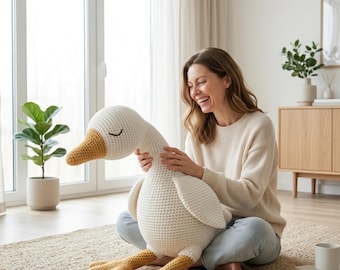 Crochet Goose Pattern, Amigurumi Goose Plush Toy, Giant Sleepy Goose, Easy DIY Crochet Pattern PDF, Instant Download