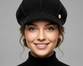 Newsboy & Casquette Cap Crochet Pattern PDF, Baker Boy Hat, Paperboy Cap, Apple Cap, Gatsby Style Women's Brim Hat