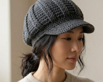 Crochet Newsboy Cap Pattern, Gatsby Style Casquette Hat, PDF Download