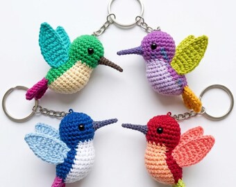 Hummingbird Crochet Keychain Pattern PDF, Mini Amigurumi Bird Bag Charm, Easy Crochet Pattern
