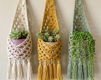Crochet Hanging Basket Pattern PDF, Hanging Planter Pattern, Plant Hanger Crochet, Boho Wall Decor, Digital Download