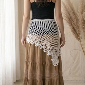 Patrón de bufanda de cadera a crochet en PDF, patrón de bufanda de cintura con flecos a crochet, falda pareo a crochet, falda multiusos de inspiración tribal, pareo de playa con conchas