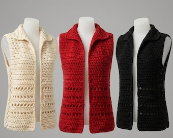 Crochet Vest Pattern PDF, Easy Crochet Vest Top Women, Boho Summer Sleeveless Cardigan, Confident Beginner Friendly