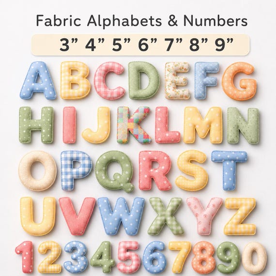 Alphabet Sewing Pattern Bundle - Fabric Letters & Numbers 3-9 Inches, Banner Garland PDF Digital Download