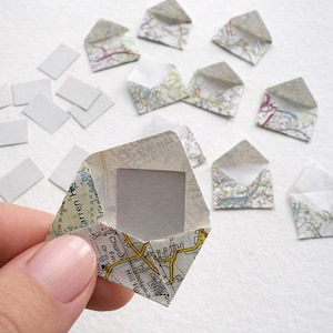 10 Tiny Map Envelopes Made From A Vintage Map/Junk Journal Supplies/Ephemera/Travel Journals