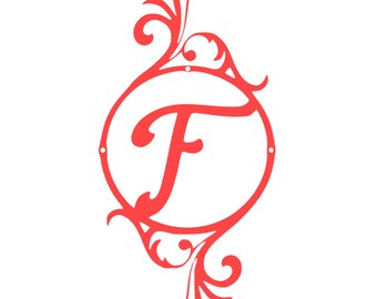 Circle Monogram Metal Sign: front porch, bungalow, cottage