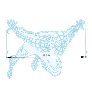 May include: A light blue outline of Spider-Man in a dynamic pose, with arms outstretched. The figure is 19.6 inches wide. The design features a web pattern across the body, with details on the hands and feet.