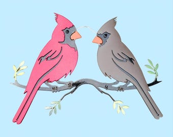 Two Cardinals - wall art, red bird, bird watcher