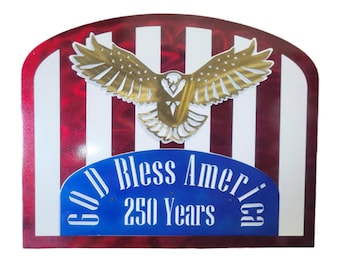 America 250: patriotic, red white & blue, metal yard sign, freedom 250