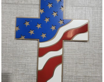 Jesus Cross with American Flag - Close Out Special