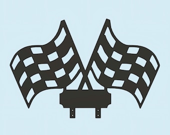 Checkered Flags Waving Mail Box Topper, 1st on race day, victory lane