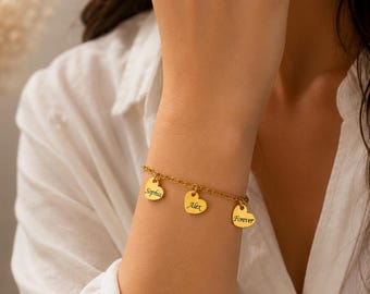Personalisiertes Herzarmband für Damen, Geschenk mit individuellem Namensanhänger