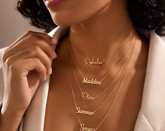 Benutzerdefinierte Namen Halskette, 18K vergoldet, personalisierte Geschenk für sie