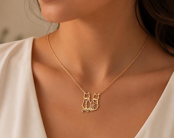 Benutzerdefinierte Katze Name Halskette, personalisierte Haustier Halskette, Katze Silhouette Schmuck, Haustier-Denkmal Geschenk, Katzen-Liebhaber Geschenk für sie