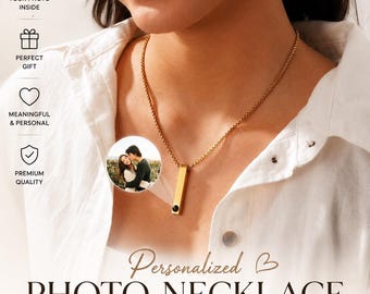 Fotoprojektionskette für Herren – Anhänger mit individuellem Foto, Geschenkidee für ihn