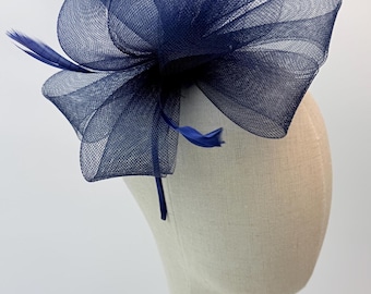 Nytt marinblått fascinator-hårband med fjädrar, Royal Ascot Kentucky Derby-bröllopshatt