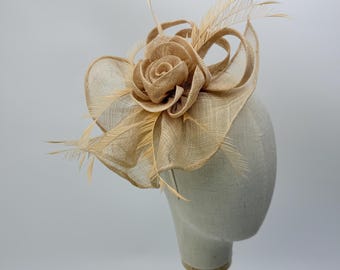 Nouveau bandeau bibi kaki avec plumes Chapeau de mariage Royal Ascot Kentucky Derby
