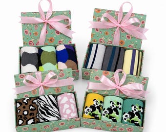 Coffret cadeau de chaussettes en mélange de bambou : 3 paires, boîte à fleurs, confort respirant