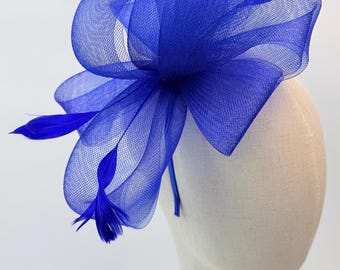 Nowa niebieska opaska-fascynator z piórami, kapelusz Royal Ascot Kentucky Derby Weddings