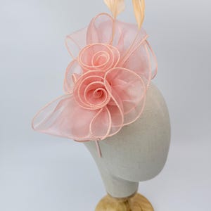 Elegant Peach Feather Hat with Multicolor Feathers JBee main image 4