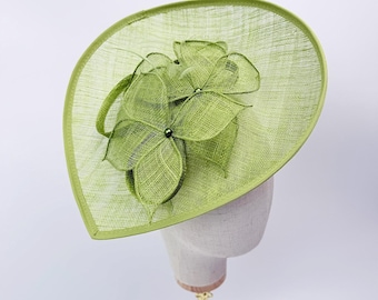 New Olive Green Fascinator Hat Headband with Feathers Royal Ascot Kentucky Derby Weddings Hatinator