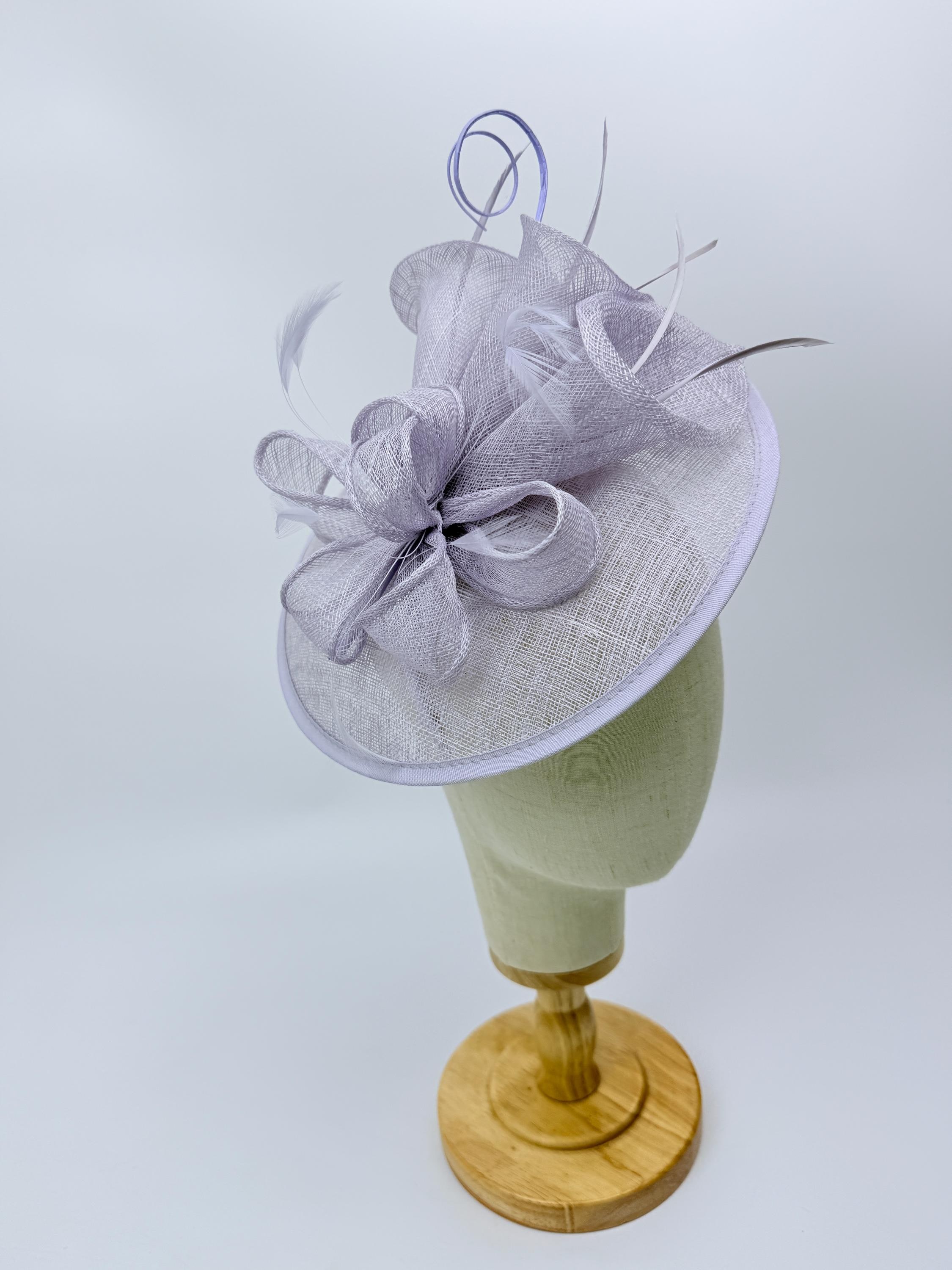 Elegant Gray and Purple Feather Fascinator Headband Orchid and White Ostrich Feather Fascinator | Wedding  main image 3