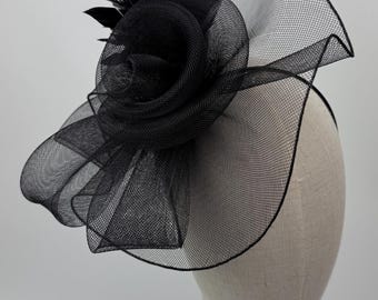Nytt svart fascinator-hårband med fjädrar, Royal Ascot Kentucky Derby-bröllopshatt