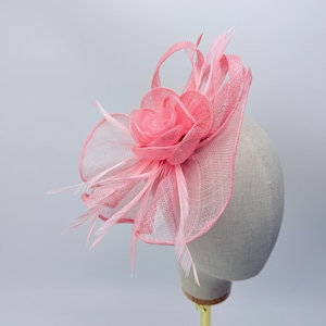 New Light Pink Fascinator Hat Headband with Feathers Royal Ascot Kentucky Derby Weddings Hat