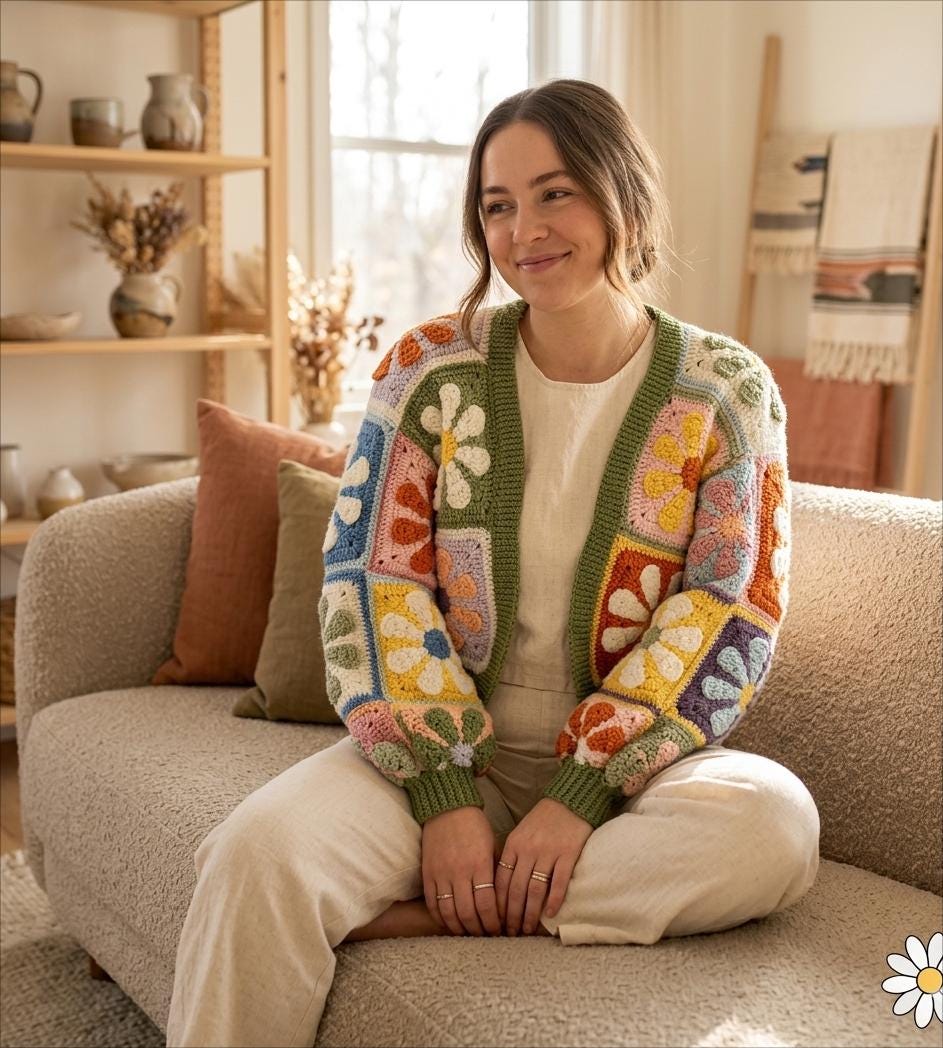 Oversized Daisy Cardigan - Etsy