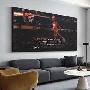 Poster motivazionale di basket con citazione di Michael Jordan NBA, dipinto su tela, decorazione da parete.