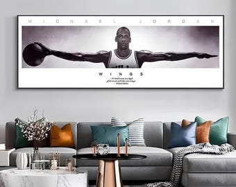 NBA Basketbal Wings Canvas Muurdecoratie Zwart-wit Atleet Poster Legende 23 Sport Gym Decoratie