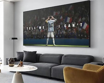 Canvasposter met citaat van Lionel Messi over het WK, Argentinië, voetbalprint, motiverende sportkamerdecoratie. TIJDELIJKE AANBIEDING.