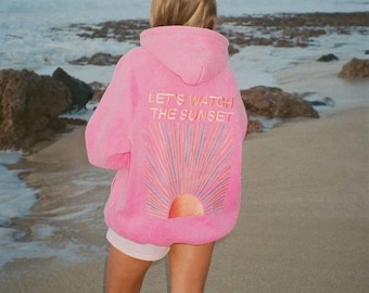 Felpa con cappuccio Dandy Sunset - Pullover oversize Let's Watch The Sunset / Felpa rosa in misto cotone